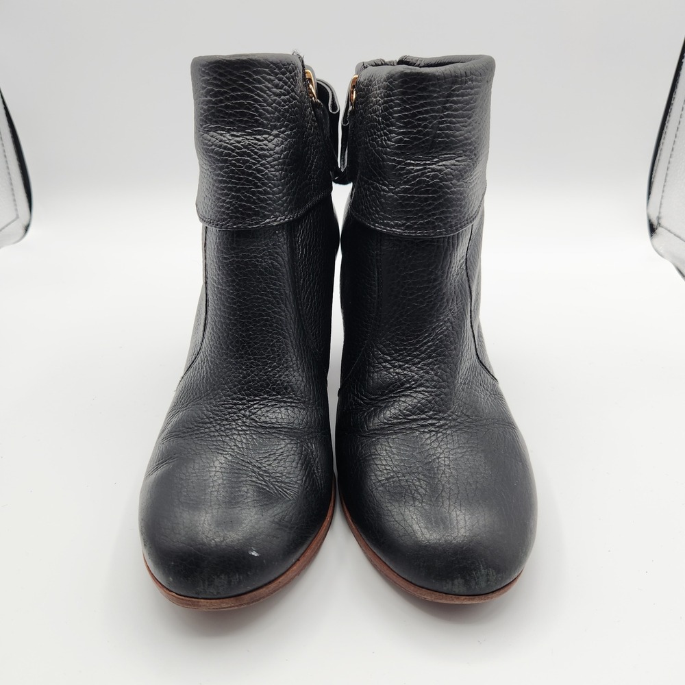 Kate Spade Ankle Boots Womens Black Upper Leather Bow Block Heel Side Zip Round - Picture 4 of 7